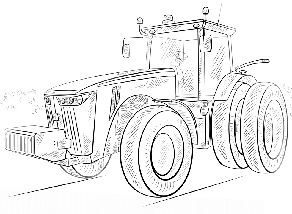 Desenho de Trator Pdf para Imprimir e Colorir