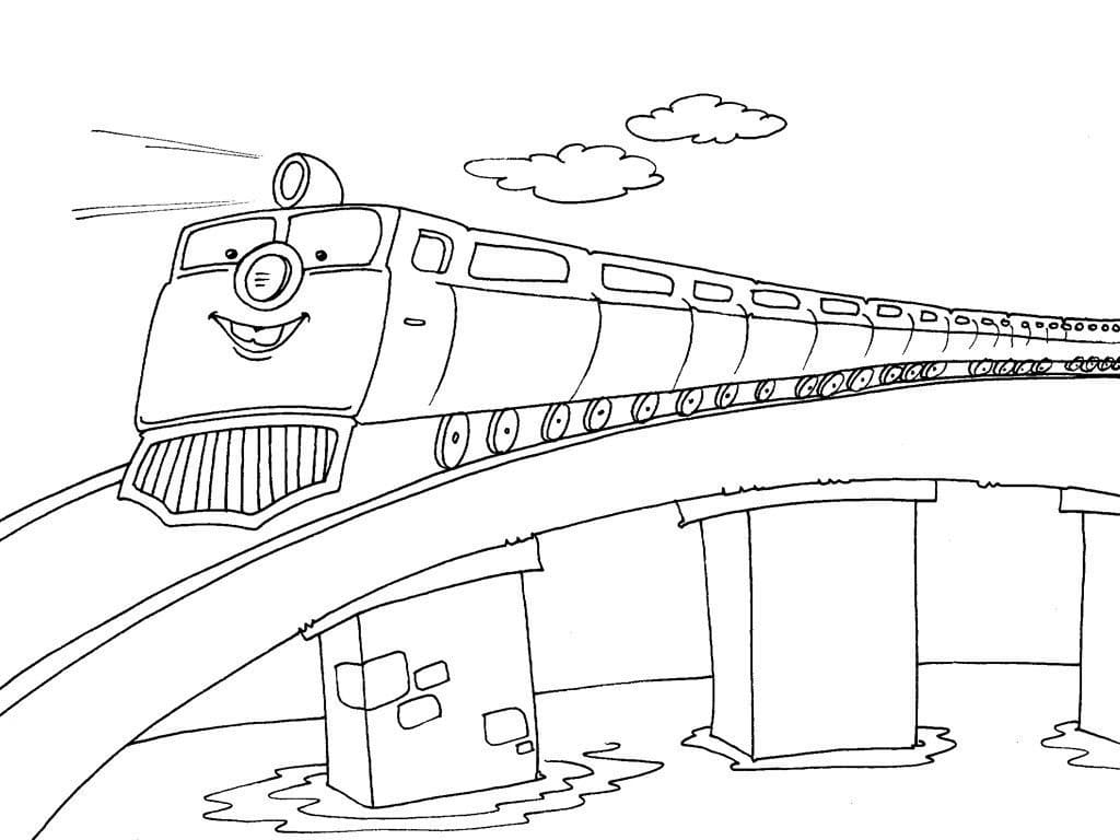 Desenho de um Trem Animado para Colorir