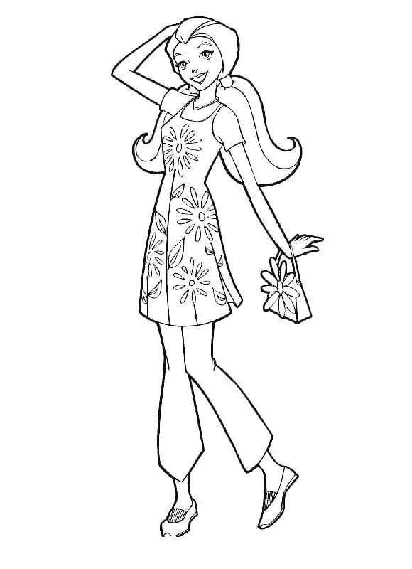 Desenho de Sam de Três Espiãs Demais para Colorir com Giz de Cera