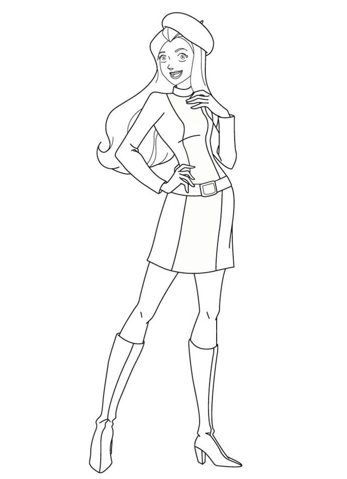 Desenho de Sam de Três Espiãs Demais para Pintar com Lápis de Cor