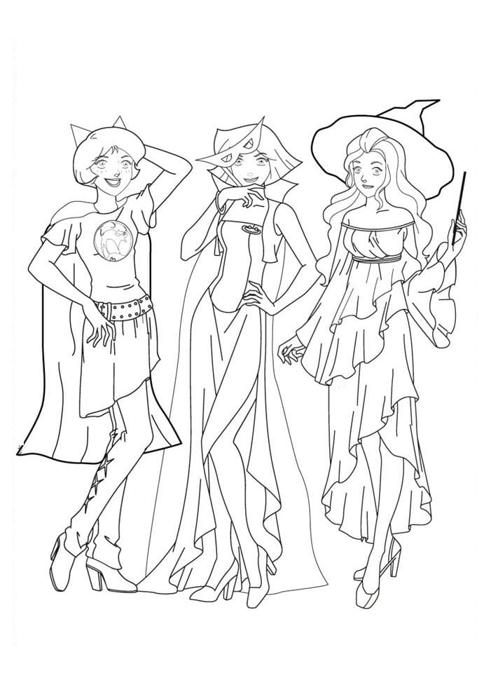 Desenho de Três Espiãs Demais para Colorir com Giz de Cera