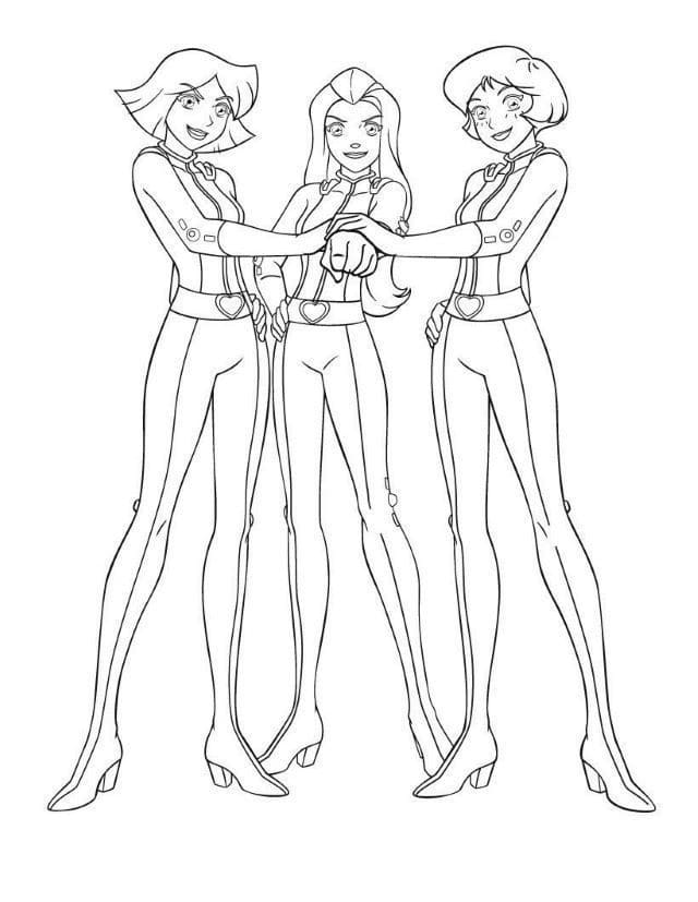 Desenho de Três Espiãs Demais para Colorir com Tinta Guache