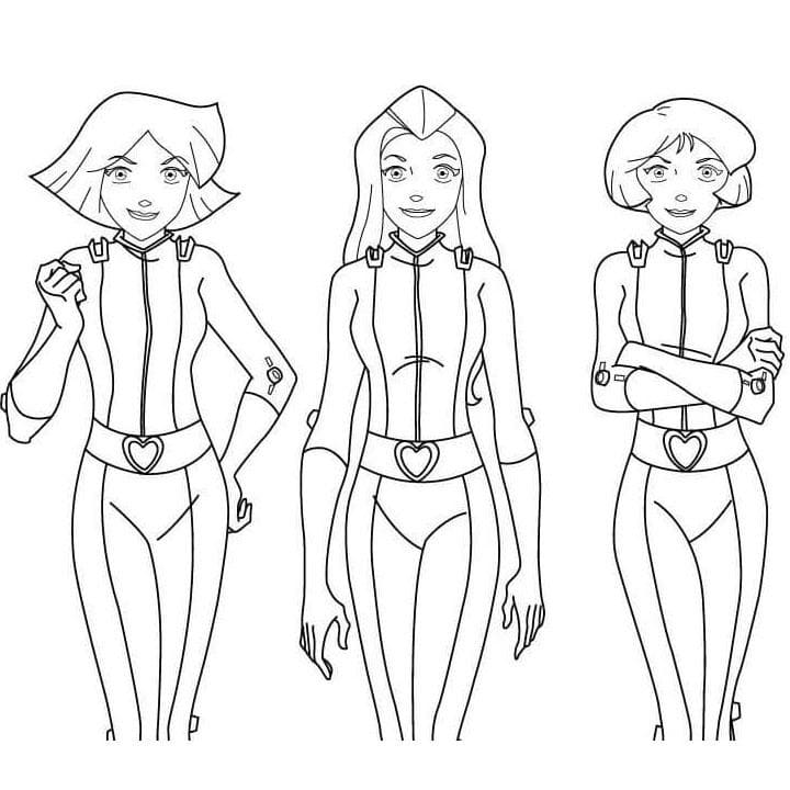 Desenho de Três Espiãs Demais para Imprimir e Colorir