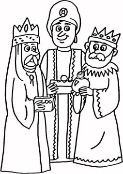 Desenho de três réis Magos para Colorir com Giz de Cera