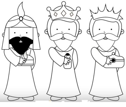 Desenho de três réis Magos para Colorir com Giz de Cera Pdf