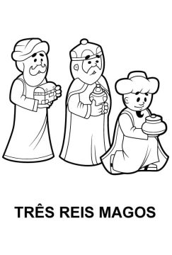 Desenho de três réis Magos para Colorir com lápis de Cor Download