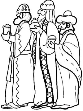 Desenho de três réis Magos para Colorir com Tinta Guache