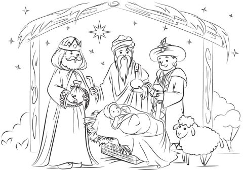 Desenho de três réis Magos para Colorir e Baixar Download