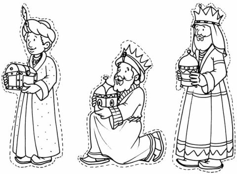 Desenho de três réis Magos para Colorir e Imprimir grátis