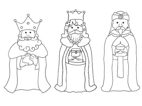 Desenho de três réis Magos para Colorir e Pintar