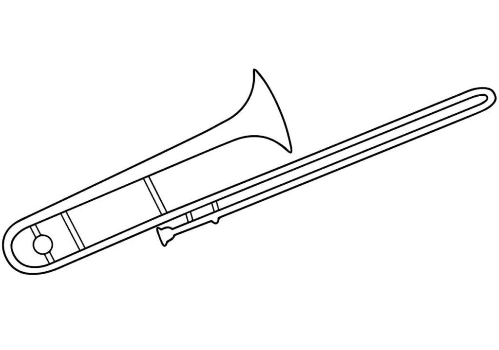Desenho de Pintura de Trombone para Colorir