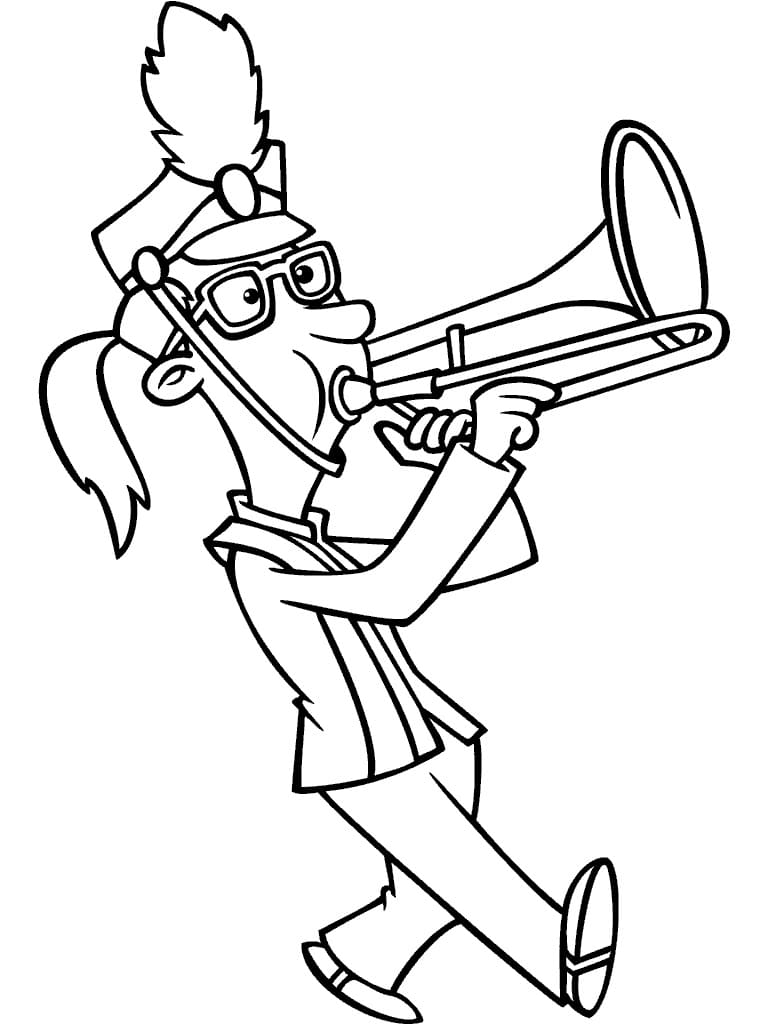 Desenho de Tocá Trombone para Colorir