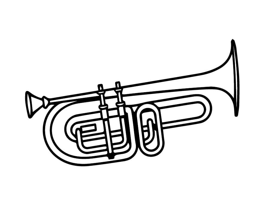 Desenho de Trombone Básico para Colorir