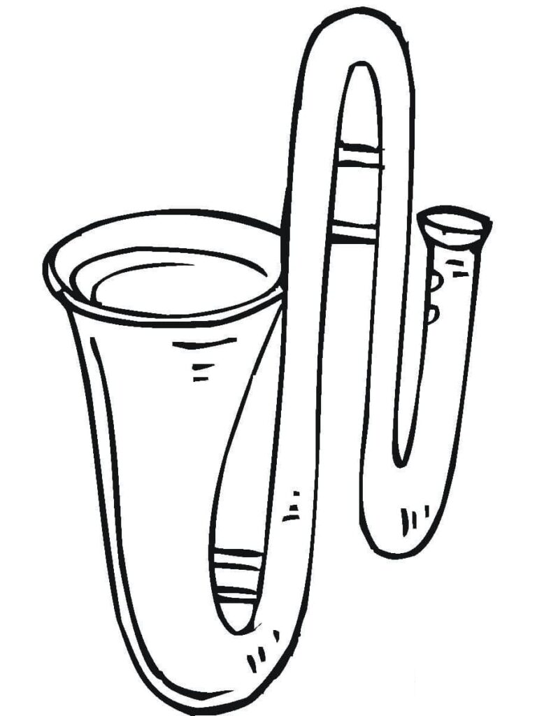 Desenho de um Trombone para Colorir
