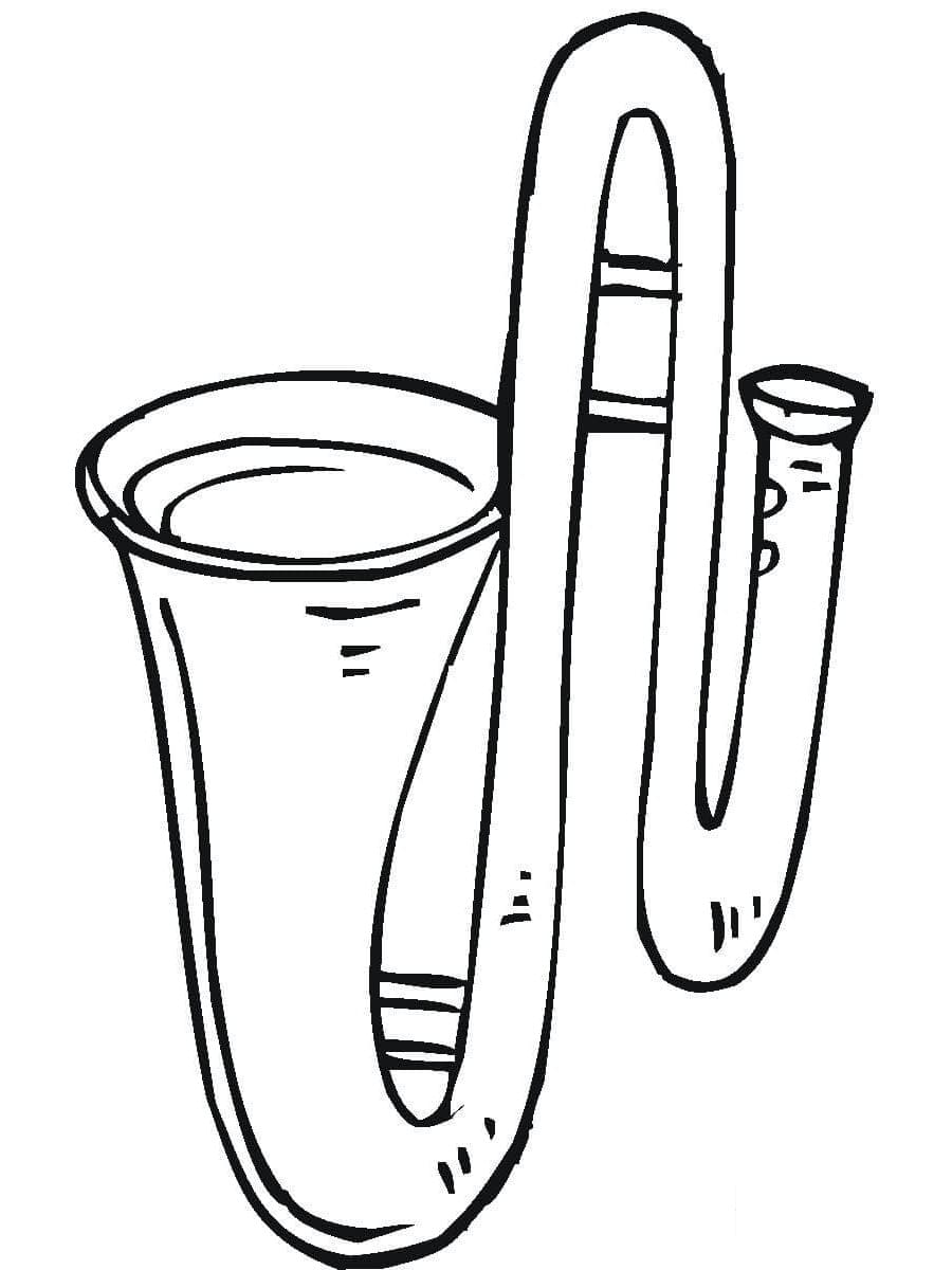 Desenho de um Trombone para Colorir