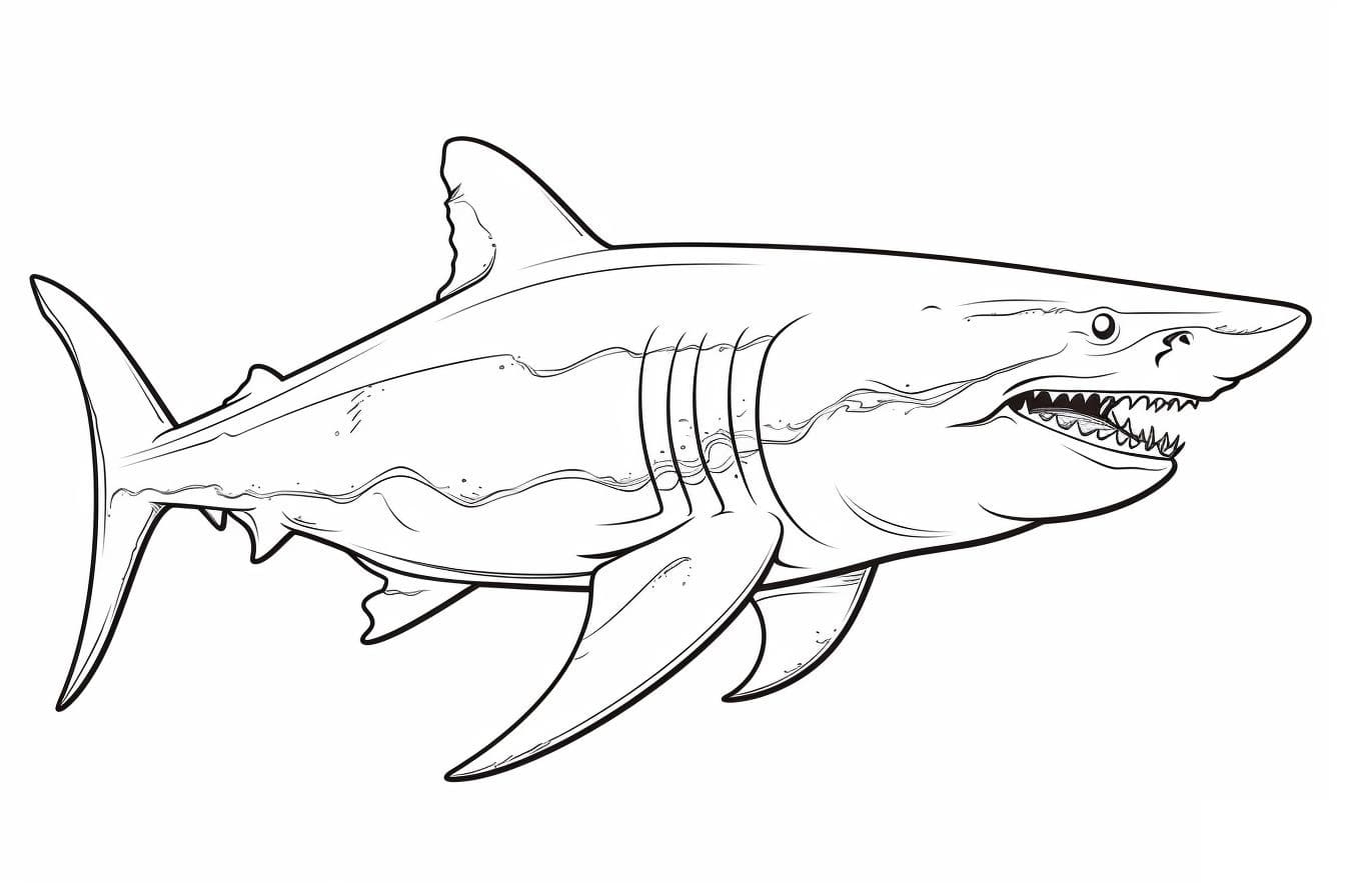 Desenho de Imagem de Tubarão para Colorir