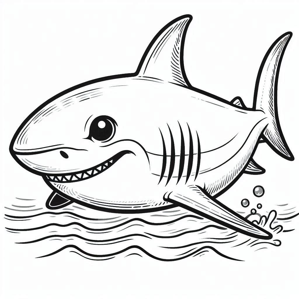 Desenho de Pintura de Tubarão para Colorir