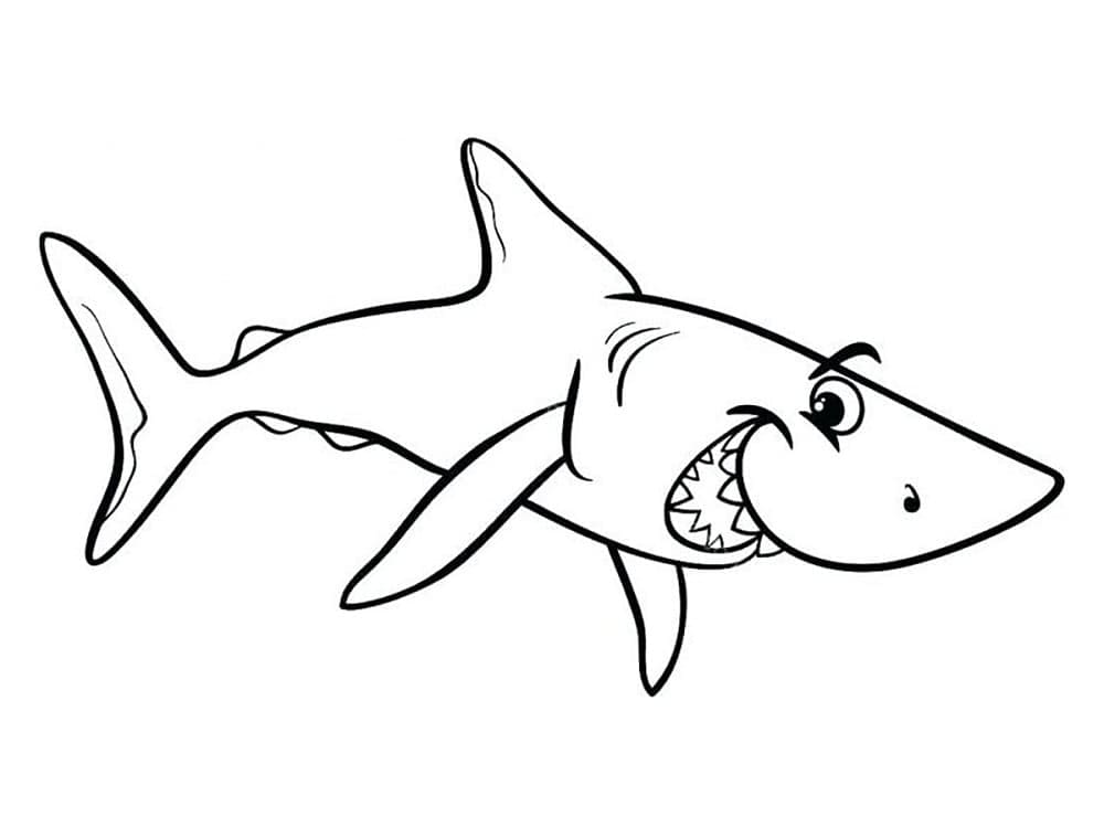 Desenho de Tubarão Engraçado para Colorir