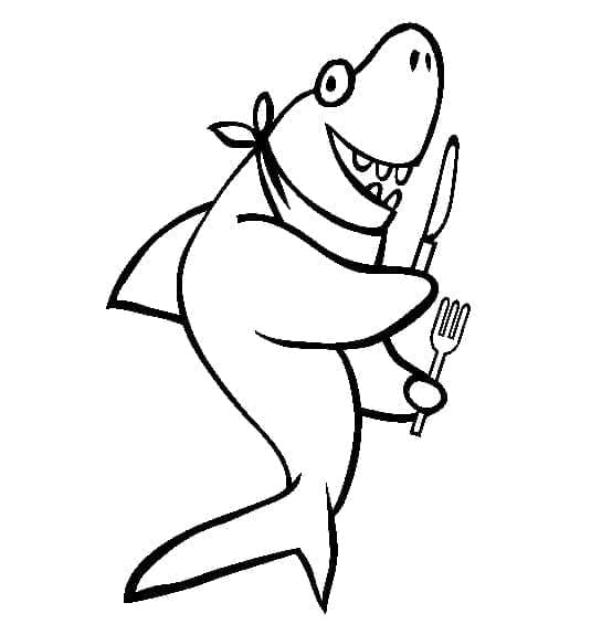 Desenho de Tubarão Faminto para Colorir