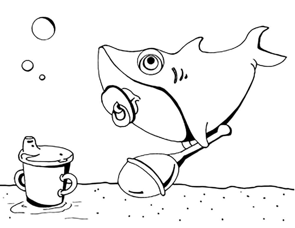 Desenho de Tubarão Fofo para Colorir