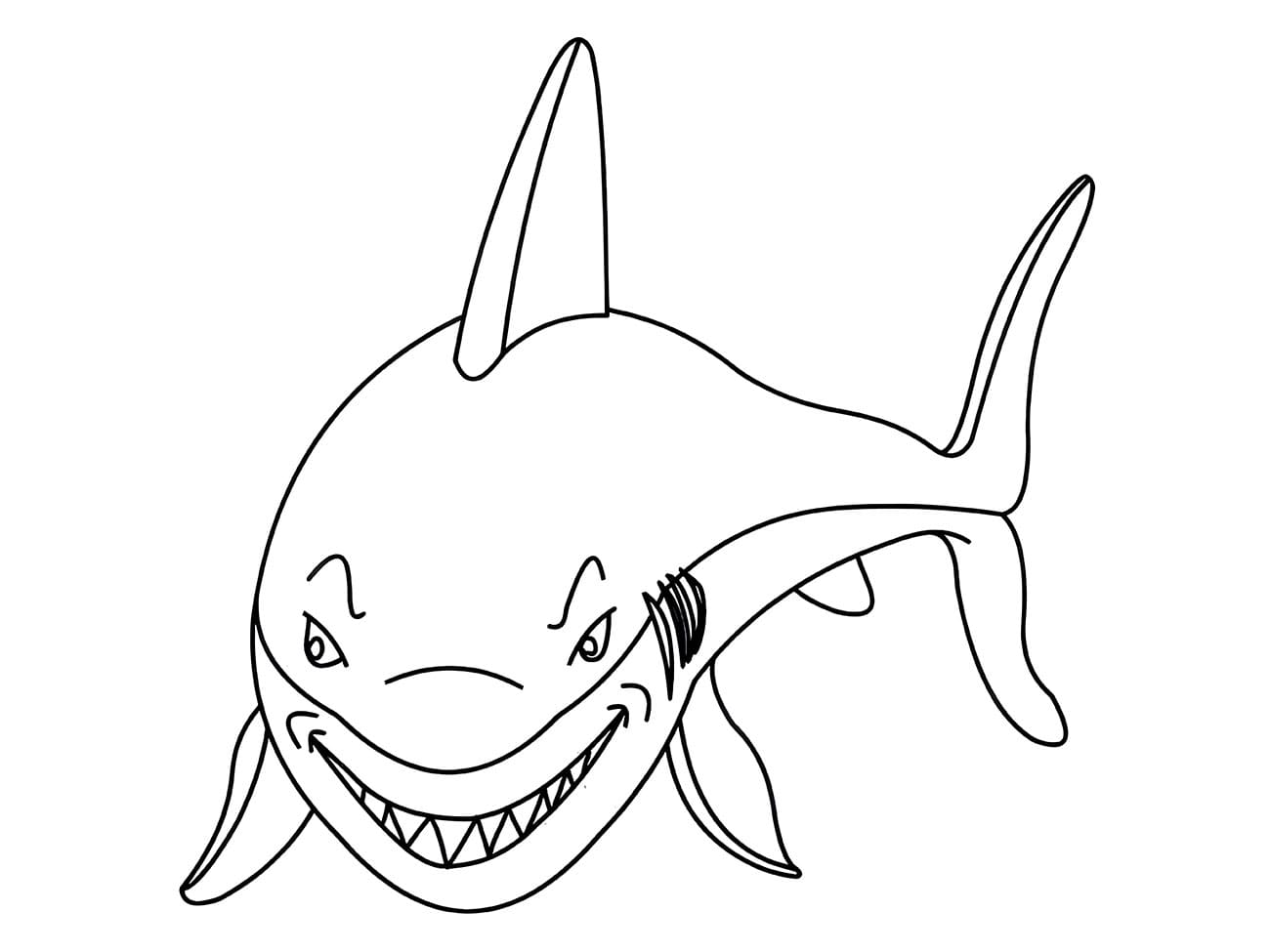 Desenho de Tubarão Imprimivel Grátis para Crianças para Colorir