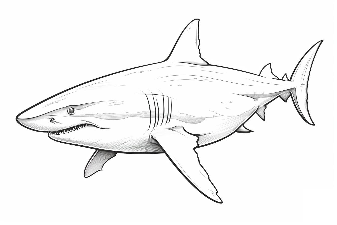 Desenho de Tubarão Imprimivel Grátis para Colorir