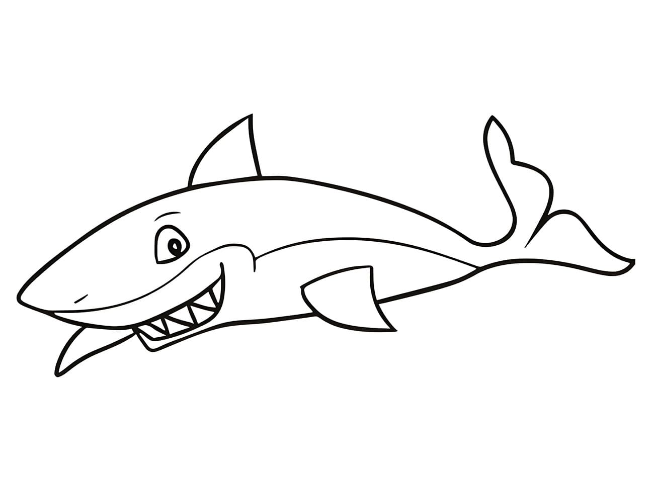 Desenho de Tubarão Muito Alegre para Colorir