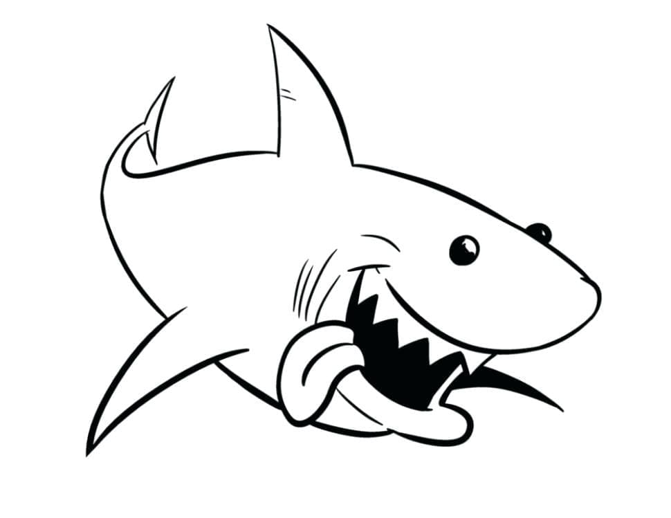 Desenho de Tubarão Muito Engraçado para Colorir