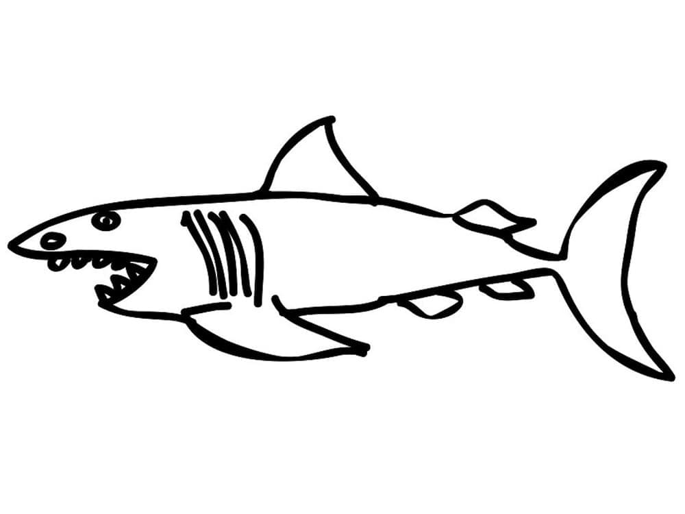 Desenho de Tubarão para Crianças para Colorir