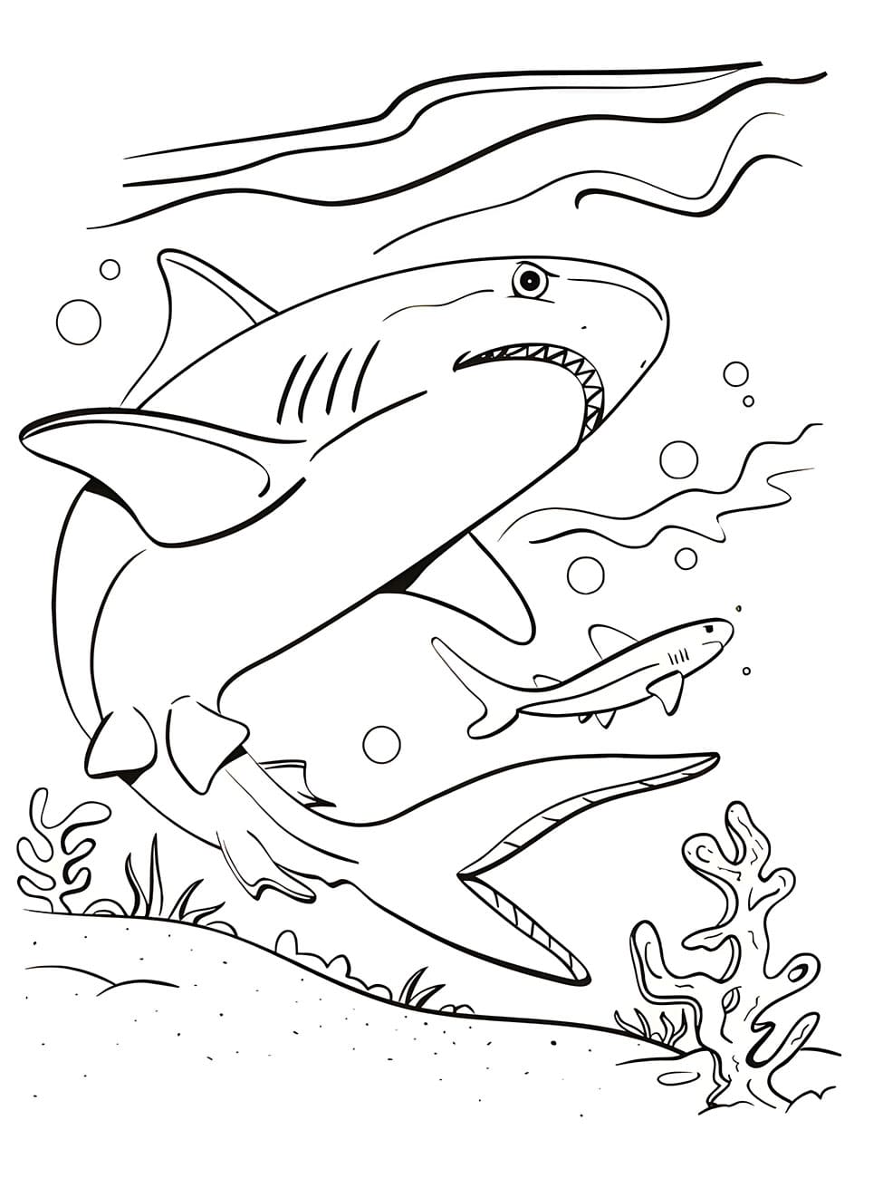 Desenho de Tubarão Rabugento para Colorir