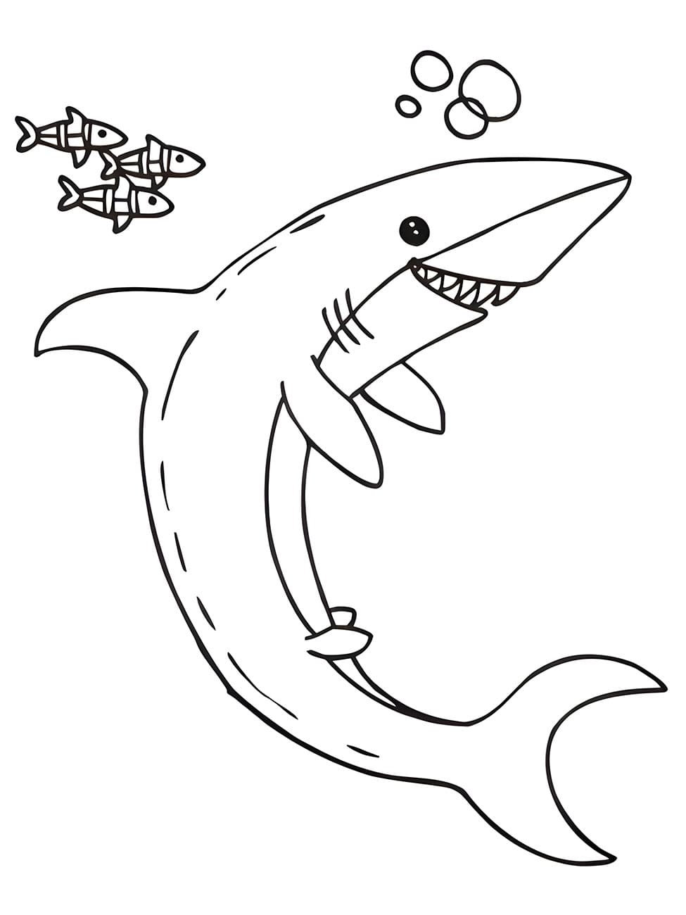 Desenho de um Tubarão Alegre para Colorir