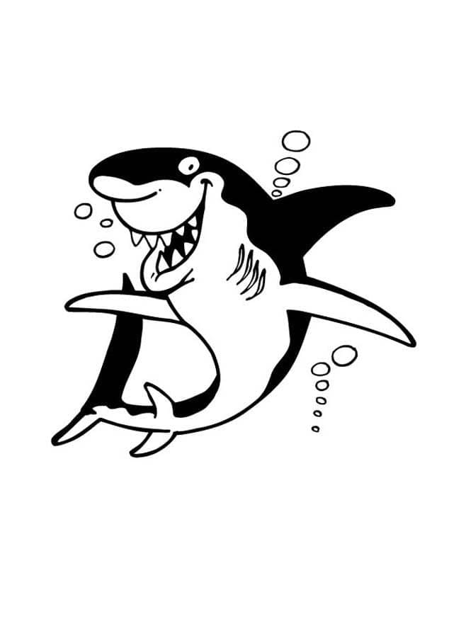 Desenho de um Tubarão Engraçado para Colorir