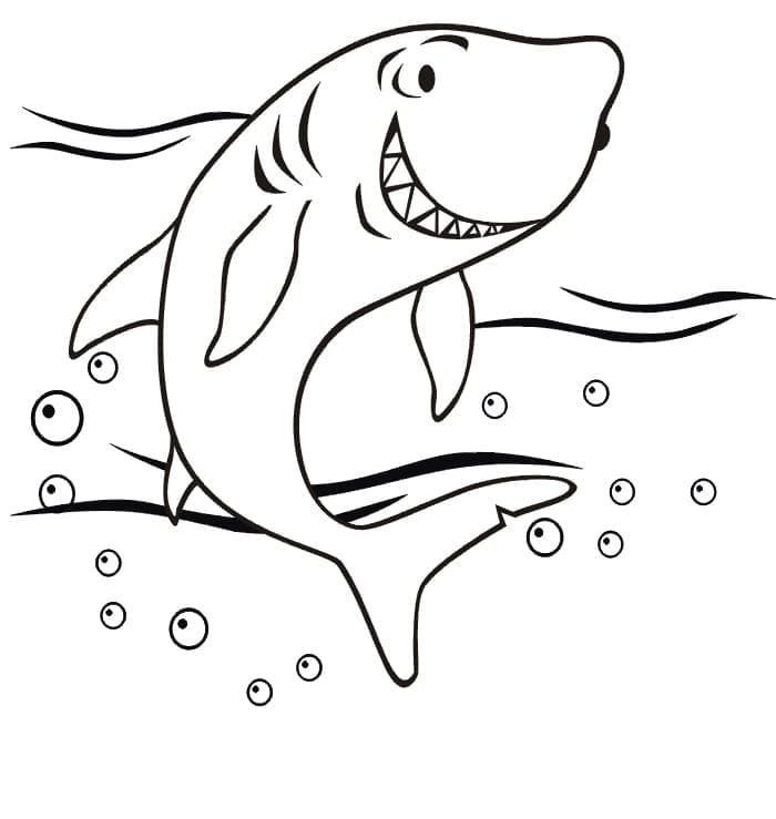 Desenho de um Tubarão Feliz para Colorir