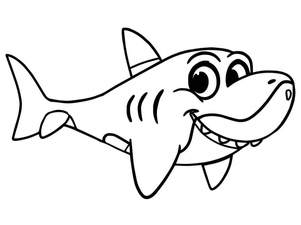 Desenho de um Tubarão Fofo para Colorir