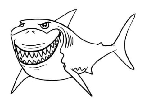 Desenho de Um tubarão Malvado para Colorir