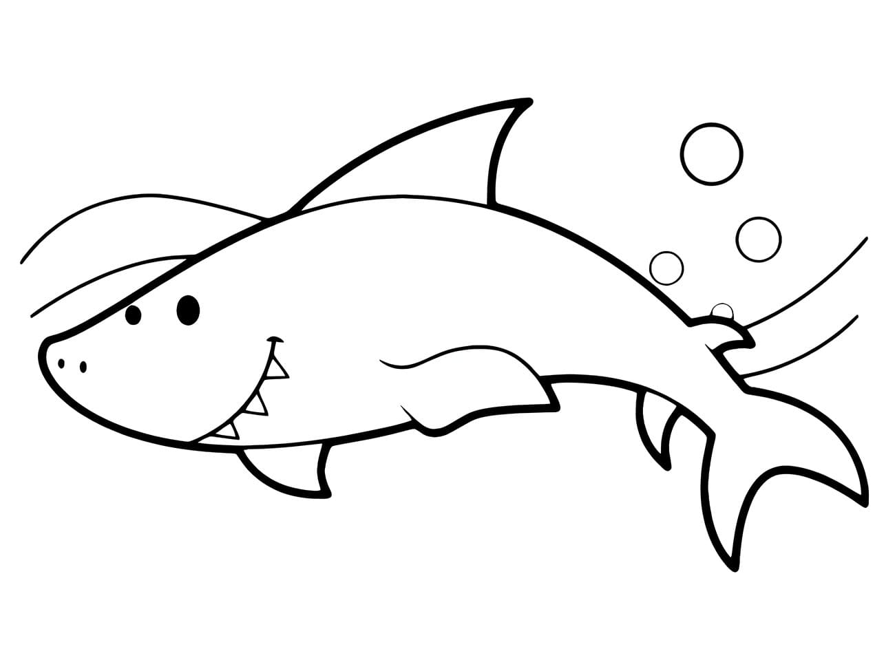 Desenho de um Tubarão Muito Alegre para Colorir