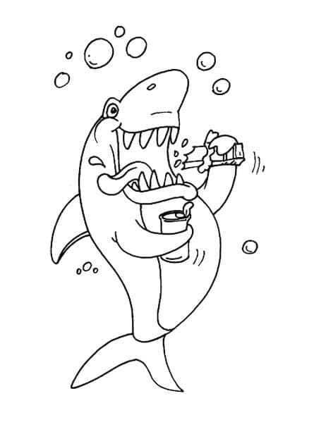 Desenho de um Tubarão Muito Engraçado para Colorir