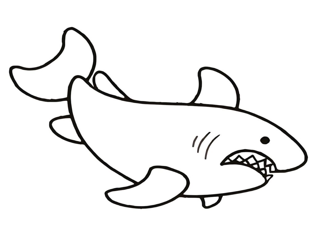 Desenho de um Tubarão Muito Fácil para Colorir