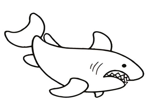 Desenho de Um tubarão Muito fácil para Colorir