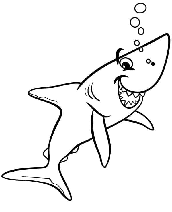 Desenho de um Tubarão Muito Feliz para Colorir