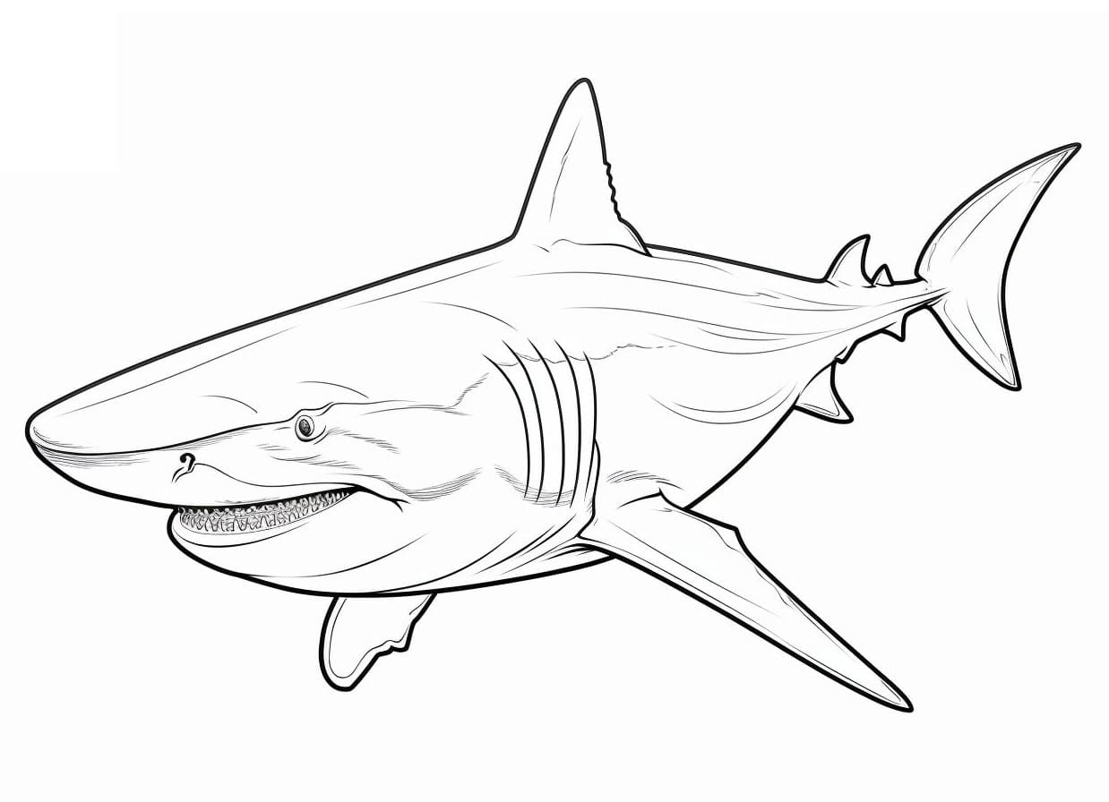 Desenho de um Tubarão Realista para Colorir