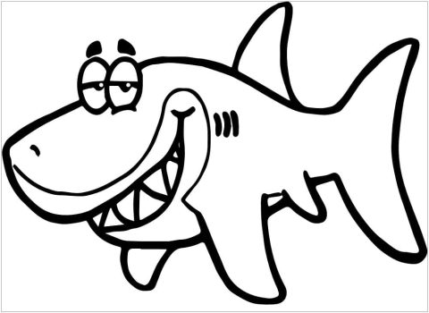 Desenho de Um tubarão Sorridente para Colorir