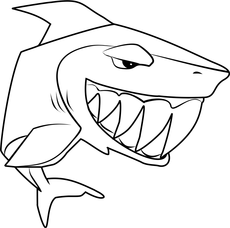 Desenho de Tubarão com Dentes Gigantes em Pdf para Colorir Grátis