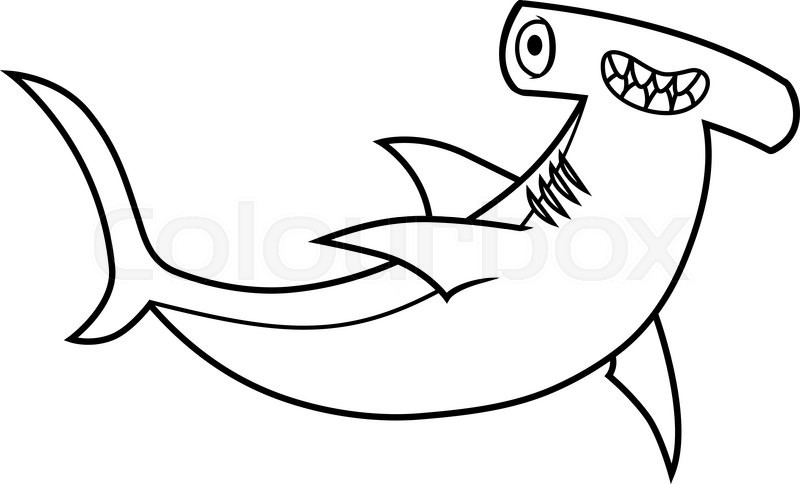 Desenho de Tubarão Martelo Fácil de Colorir