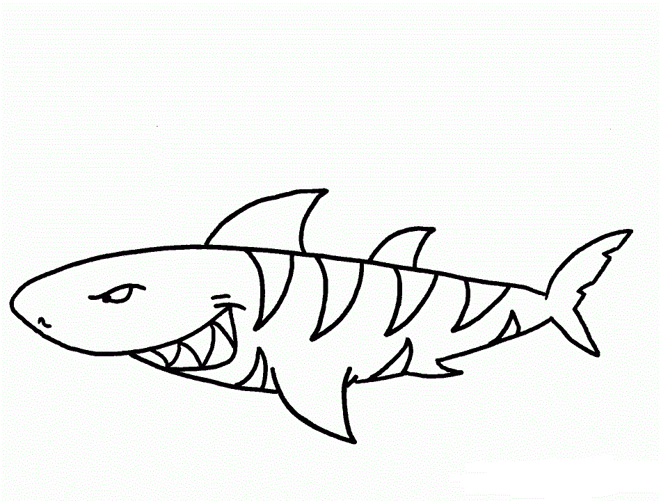 Desenho de Tubarão para Imprimir Gratuitamente e Colorir com Giz