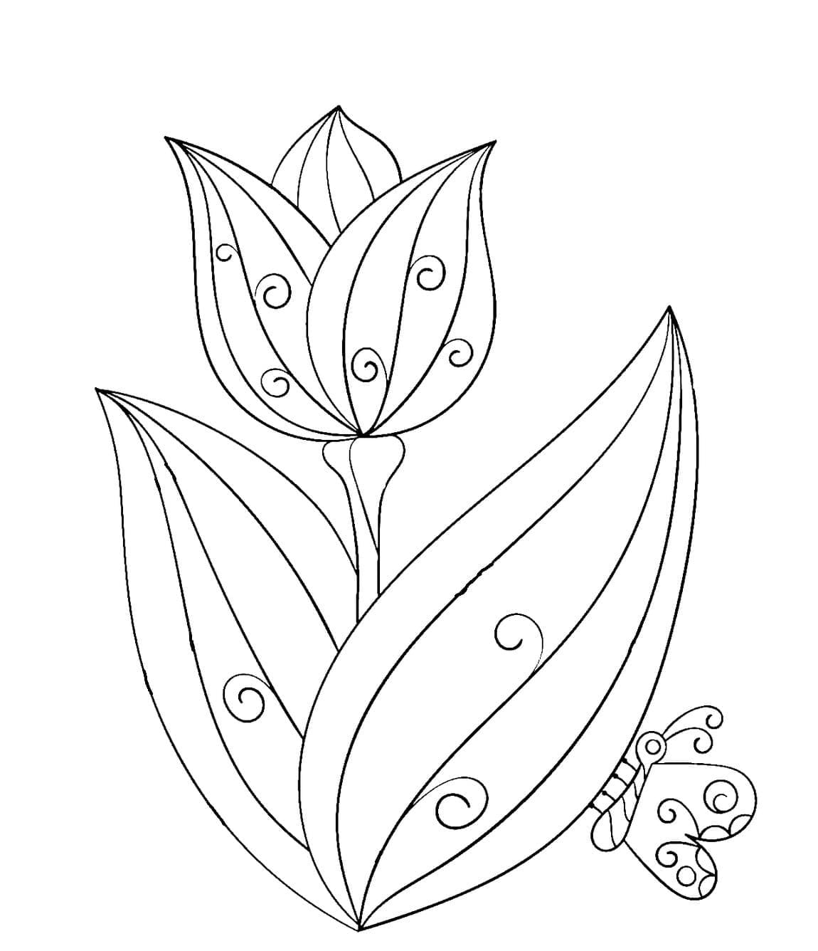 Desenho de Imprimivel Tulipa para Crianças para Colorir