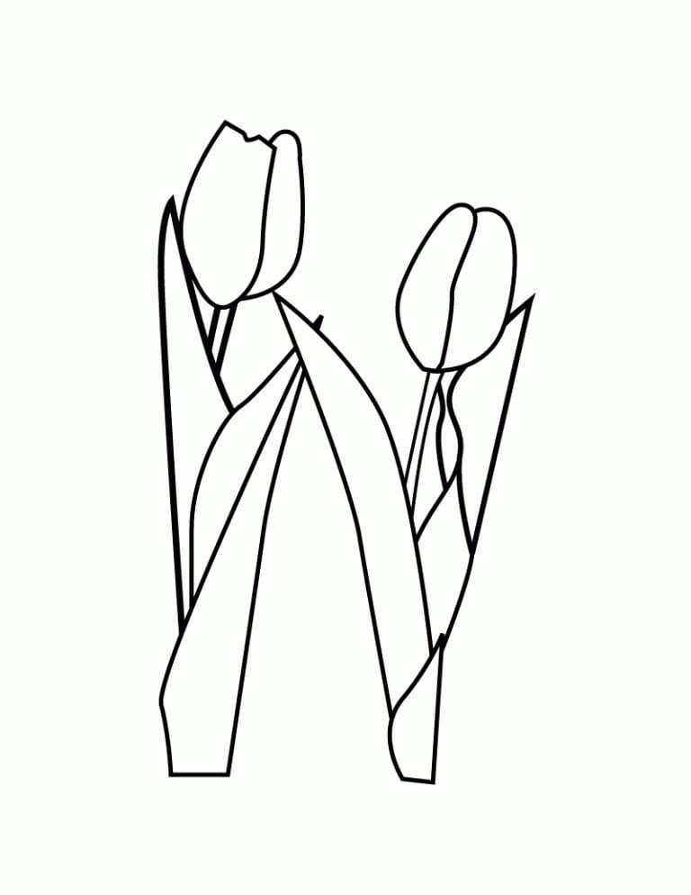 Desenho de Tulipa Grátis para Crianças para Colorir