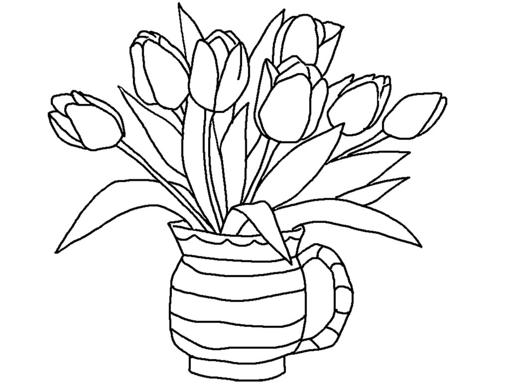 Desenho de Tulipa Imprimivel para Crianças para Colorir