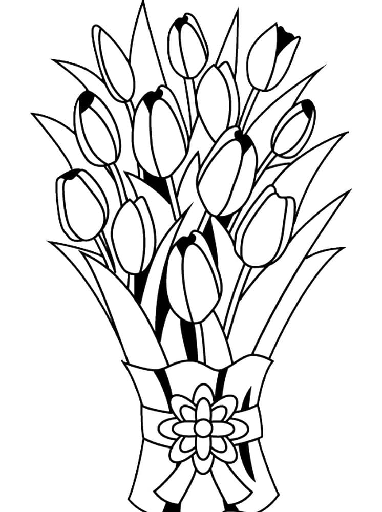 Desenho de Tulipa para Crianças de 4 Anos para Colorir