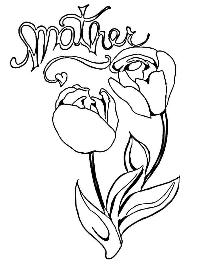 Desenho de Flor Tulipa Download para Imprimir e Colorir